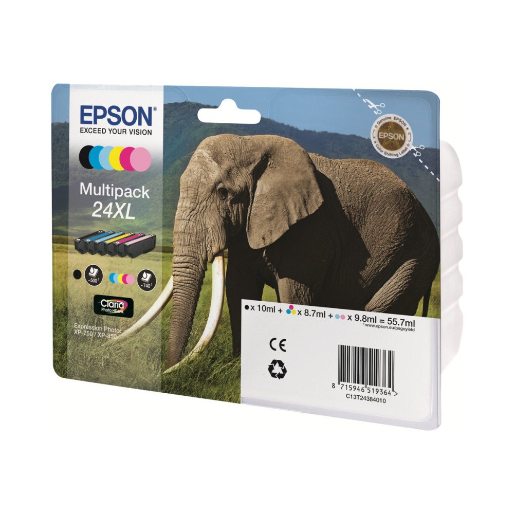 EPSON Epson 24 Multipack - 6-pack - svart, gul, cyan, magenta, ljus magenta, ljus cyan - original - bläckpatron