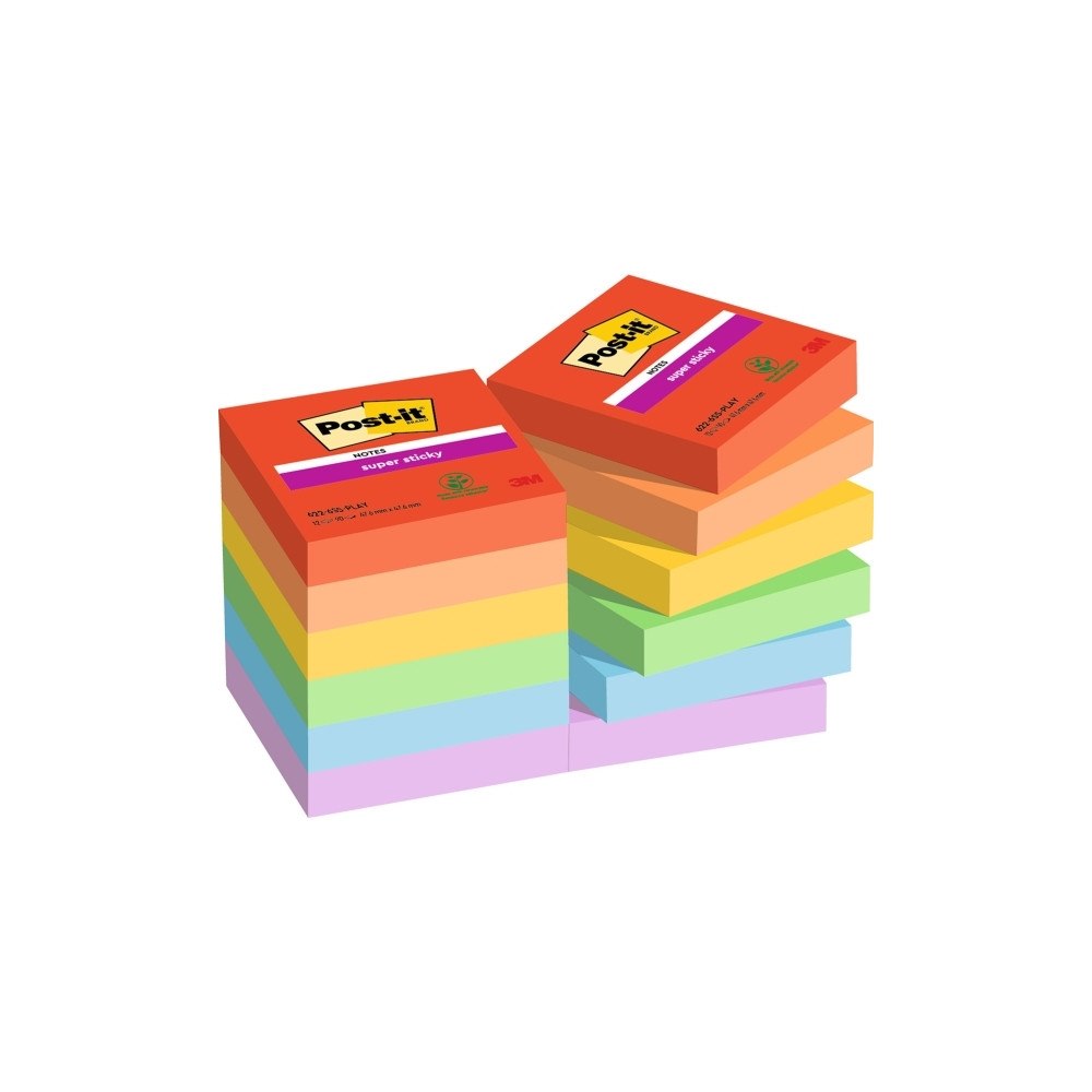 Post-it Post-It Sticky Notes Playful, 47,6 x 47,6 mm, pakke a 12 stk