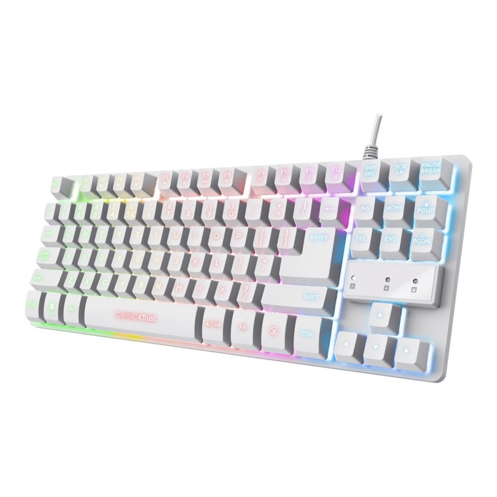 Trust Computer Products Trust GXT 833W THADO - tangentbord - kompakt, metall, RGB-belysning - 80% TKL - QWERTY - Nordisk - vit Inmatningsenhet