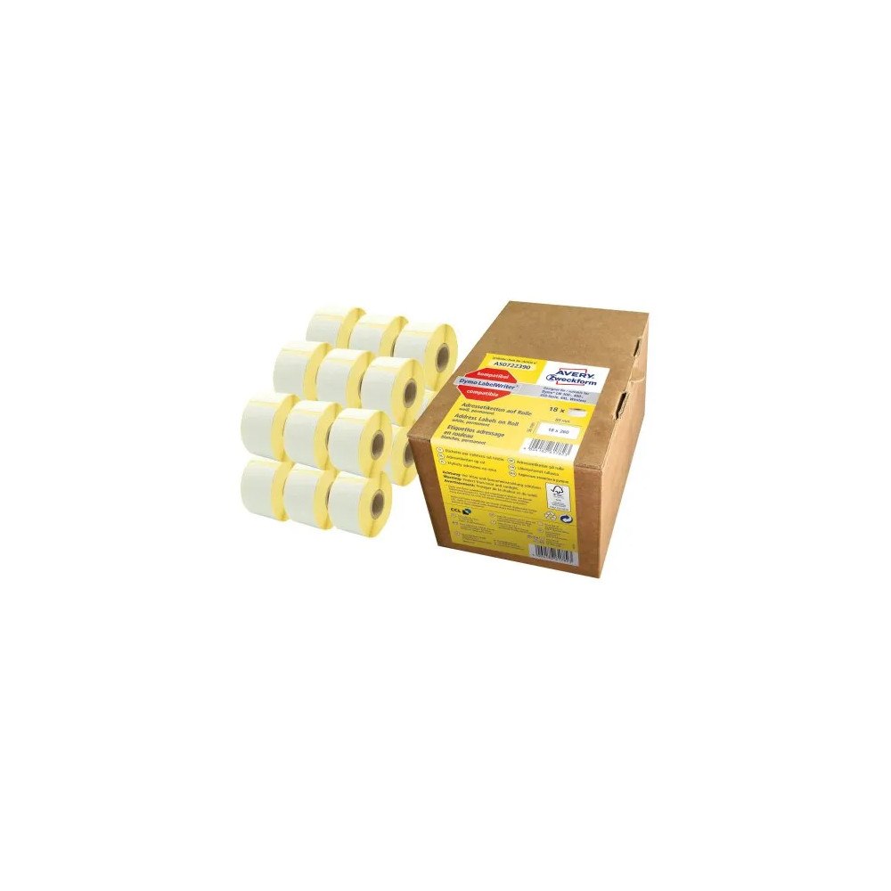 AVERY Avery AS0722390 Etikettrulle, 36 x 89 mm, vit vit vit 220x14...