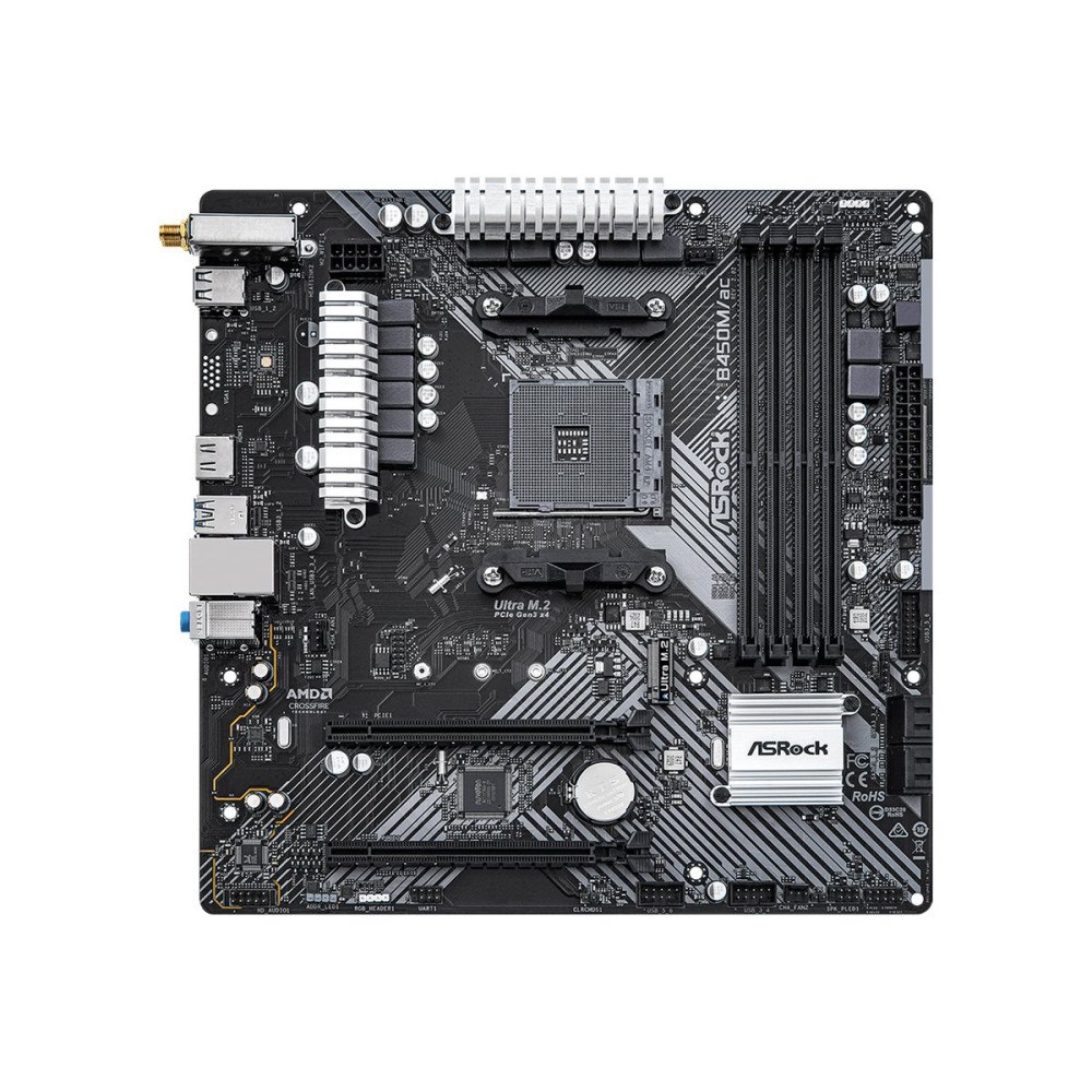 ASRock ASRock B450M/ac - 2.0 - moderkort - micro ATX - Socket AM4 - AMD B450