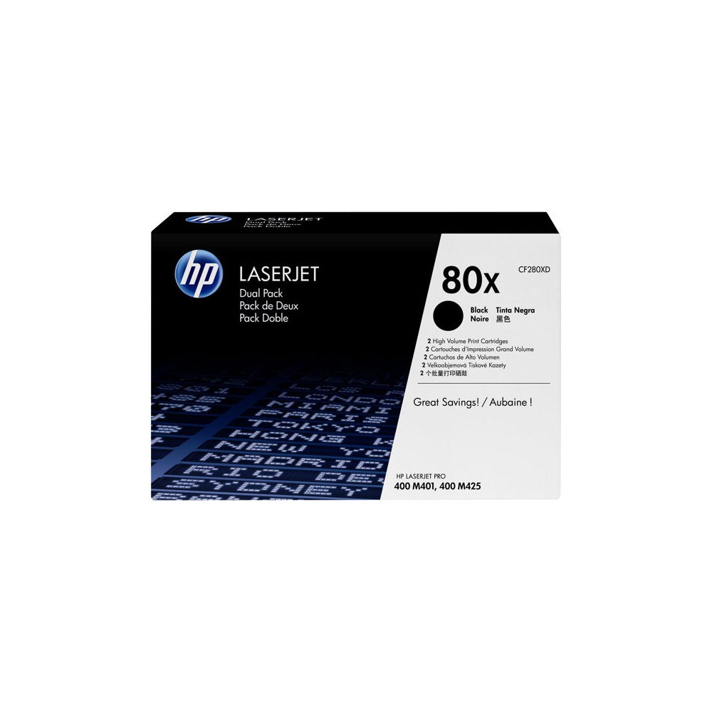 HP HP 80X - 2-pack - Lång livslängd - svart - original - LaserJet - tonerkassett (CF280XD)