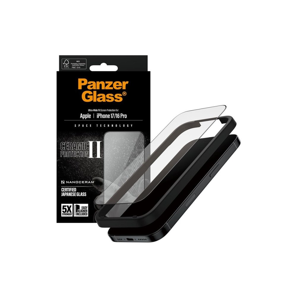 PanzerGlass PanzerGlass Ceramic Protection II - skärmskydd för mobiltelefon - ultrabred passning med EasyAligner