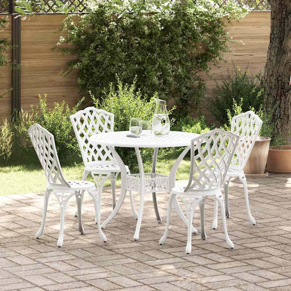 vidaXL Trädgårdsmöbelset 5 pcs Vit Aluminium