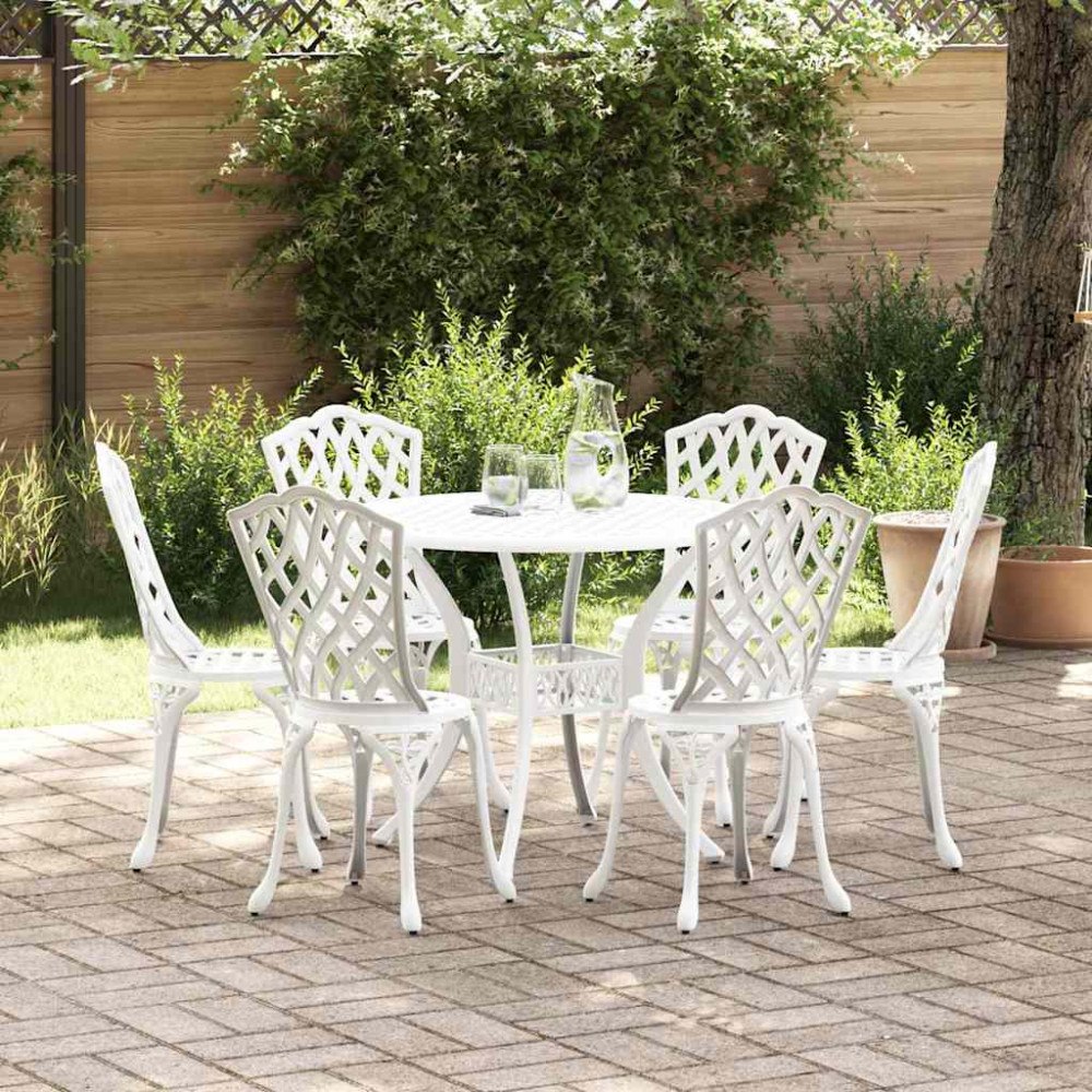 vidaXL Trädgårdsmöbelset 7 pcs Vit Aluminium