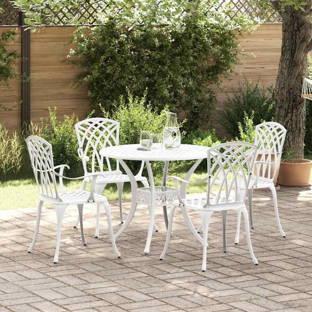 vidaXL Trädgårdsmöbelset 5 pcs Vit Aluminium