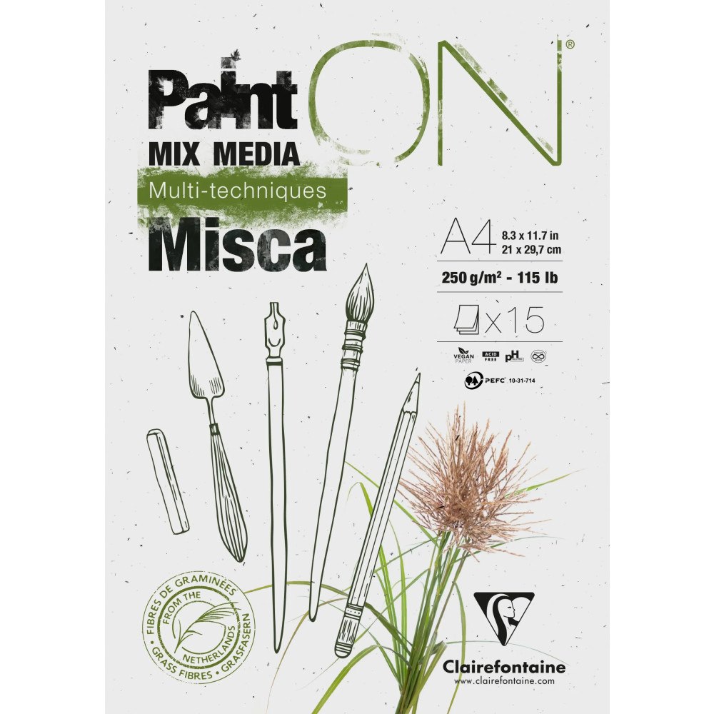 Clairefontaine Paint-On Pad Misca A4, 250gram, 15 ark vitt papper innehålla...