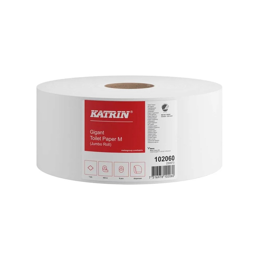 KATRIN Toalettpapper Katrin Gigant Jumo M vit 1-lagers Ø23,5 cm 435...