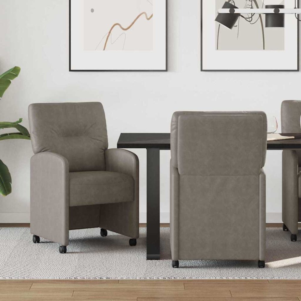 vidaXL Matstolar med hjul 2 pcs Grå 57 x 67 x 95 cm Konstläder