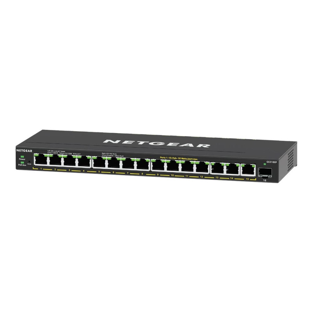 Netgear NETGEAR Plus GS316EP - switch - 16 portar - Administrerad