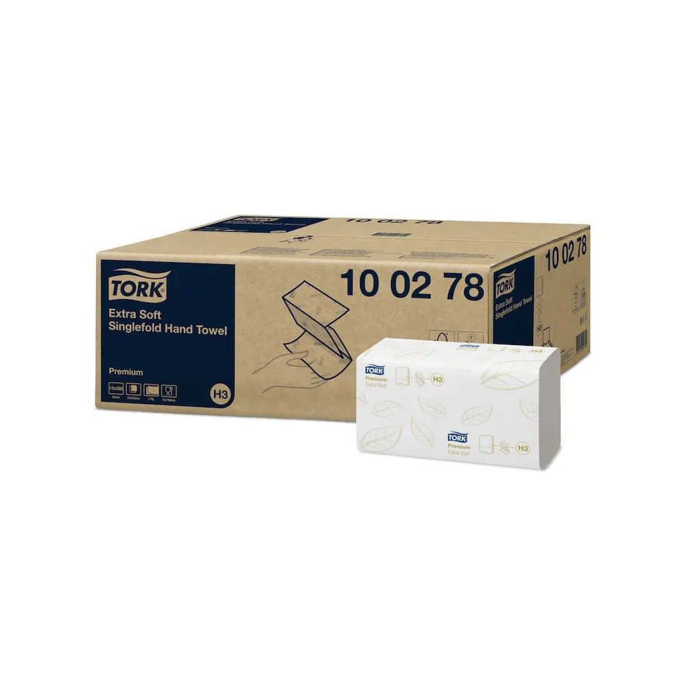TORK Håndklædeark Tork H3 Premium Extra soft 2-lag hvid singlefol...