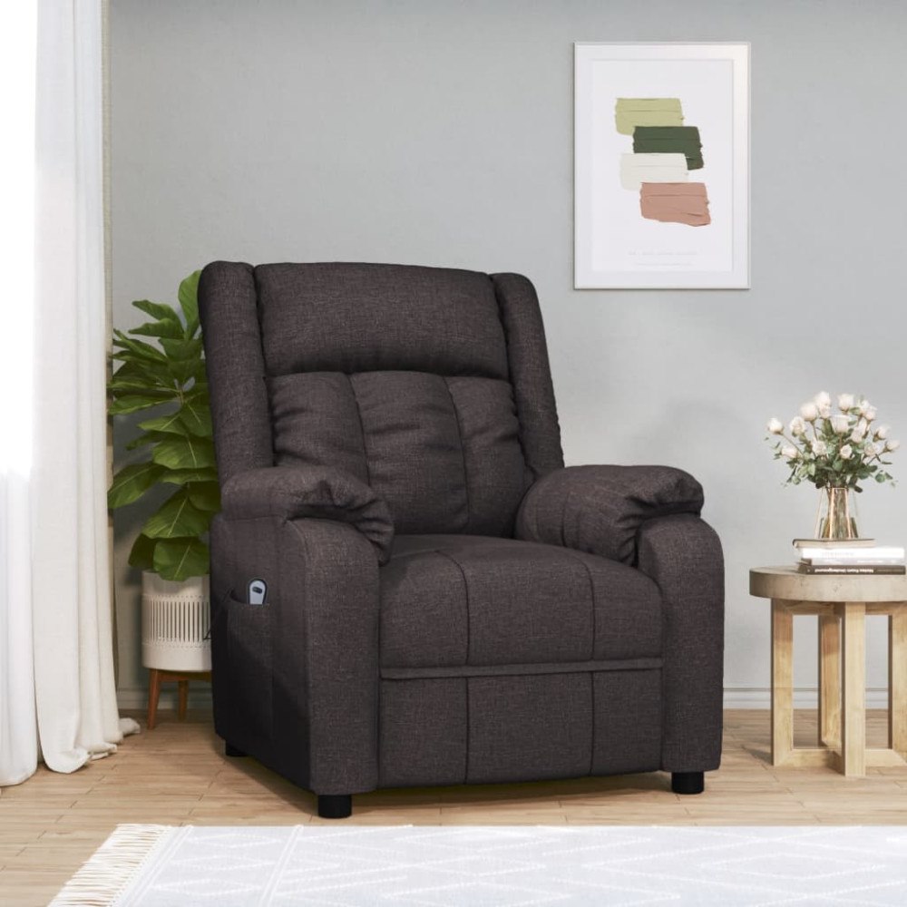 vidaXL Elektrisk reclinerfåtölj mörkbrun tyg