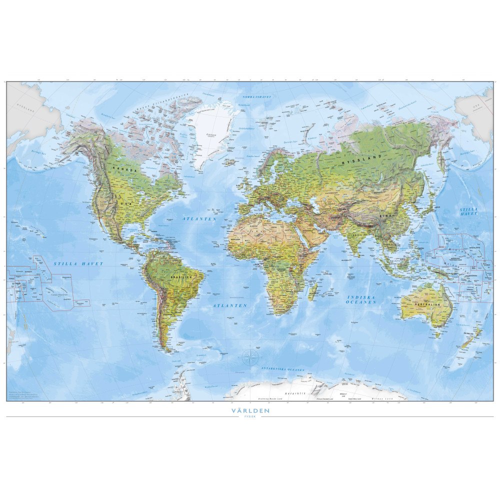 Kartförlaget Världen väggkarta miljö, 1:41,4 milj, i papptub, Kartförlaget