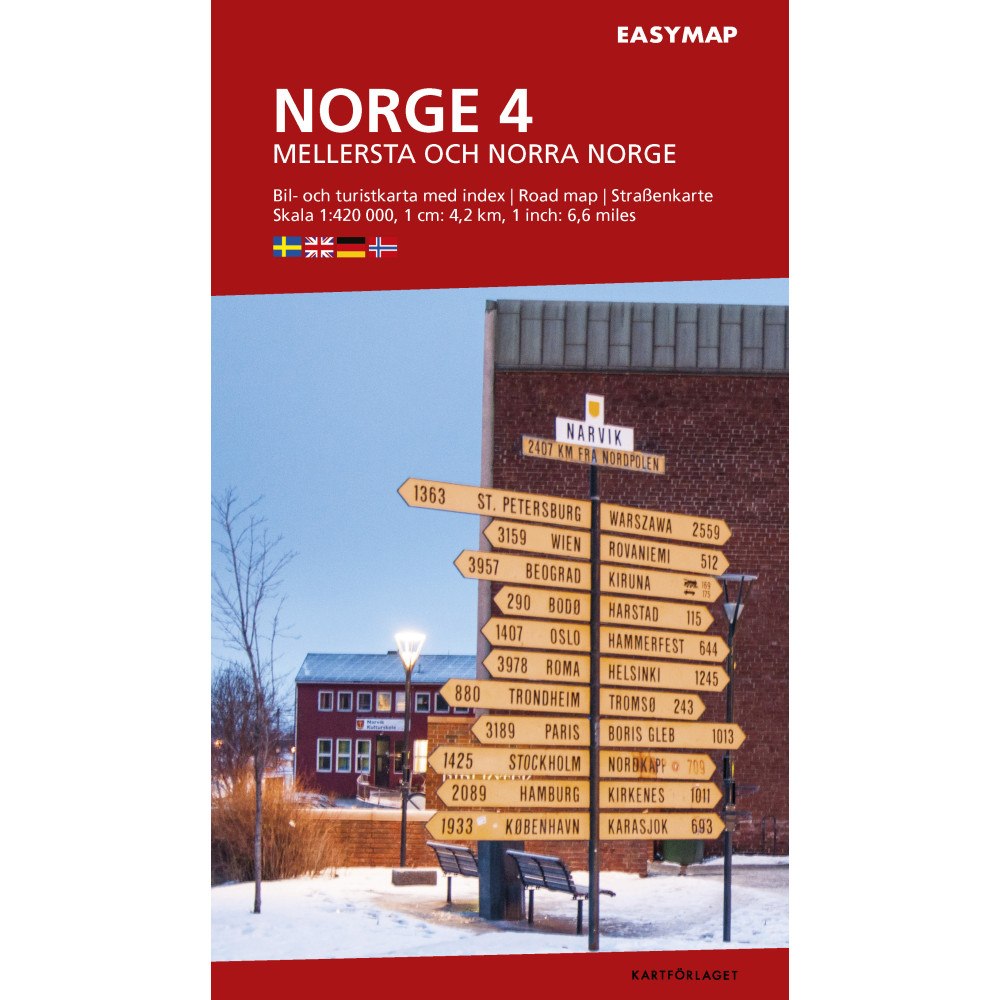 Kartförlaget Mellersta och N. Norge 4 EasyMap, 1:420 000