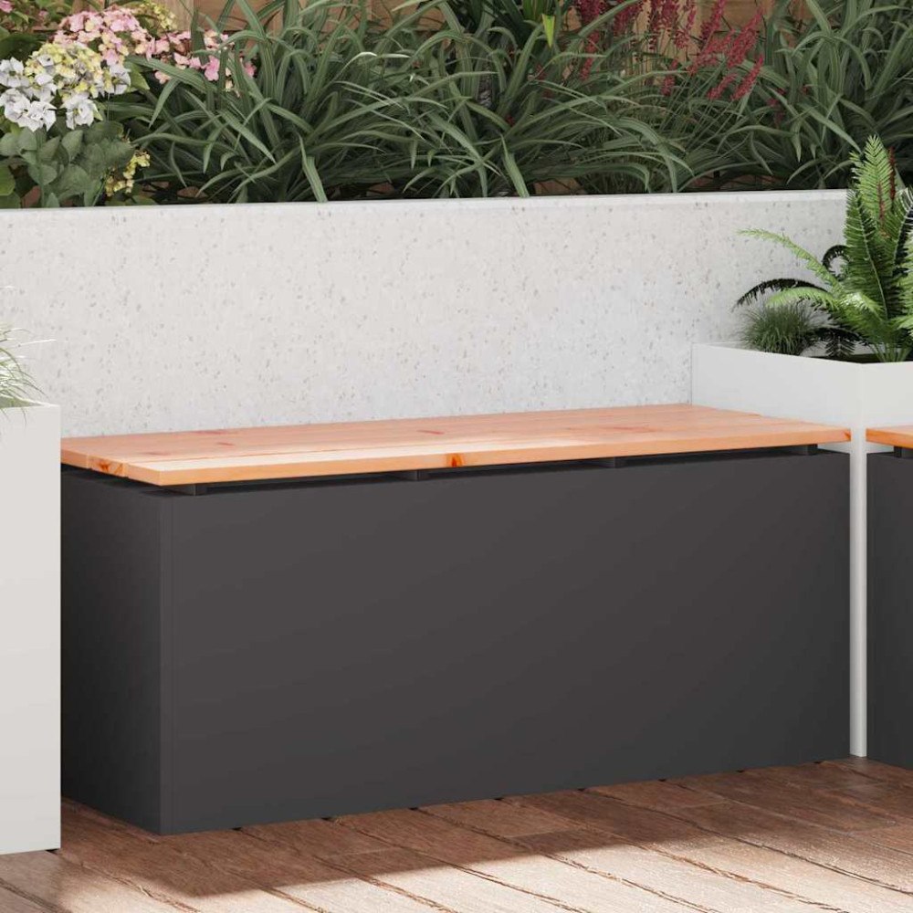 vidaXL Trädgårdsbänk Svart 100 x 40 x 43 cm Stål