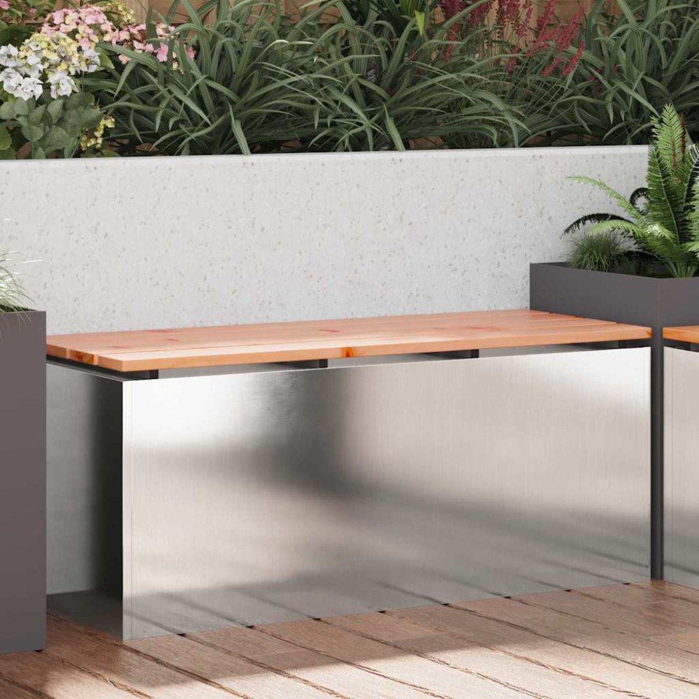 vidaXL Trädgårdsbänk Silver 100 x 40 x 43 cm Rostfritt stål