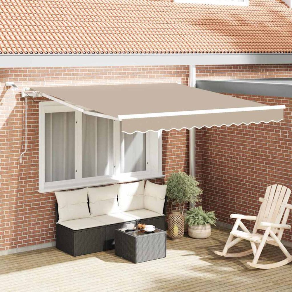 vidaXL Utfällbar markis Beige 350 x 250 cm Polyester och metall