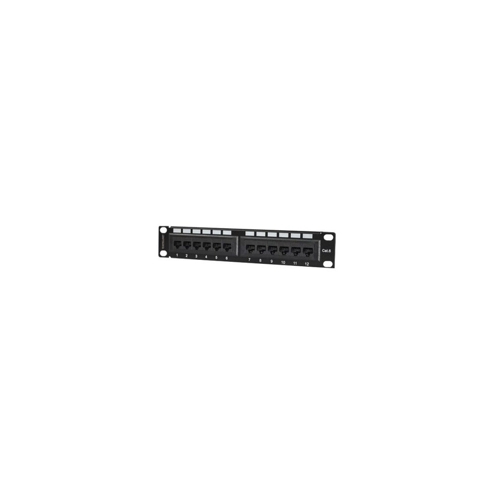 intellinet Intellinet Patch Panel, Cat6, 10", UTP, 1U, 12-Port, Black - patch-panel - 1U - 10"
