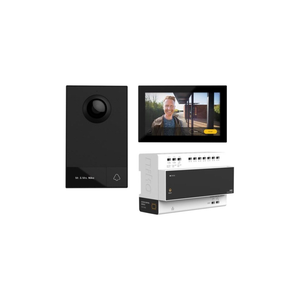 Niko Niko Video kit, 2-wire, with controller, external and internal unit, for surface-mounting, 1 bell button - dörråtkomstko...