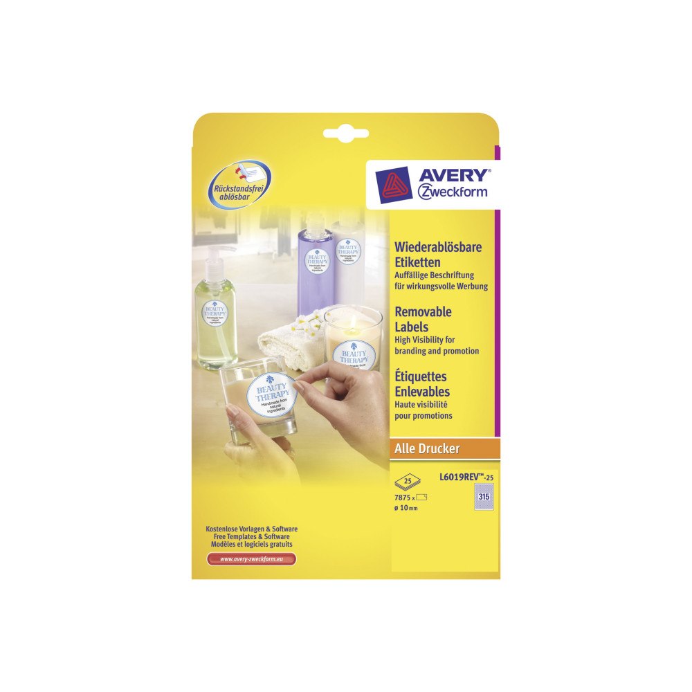 AVERY Avery L6019REV - etiketter - 7875 stk - 10 mm rund