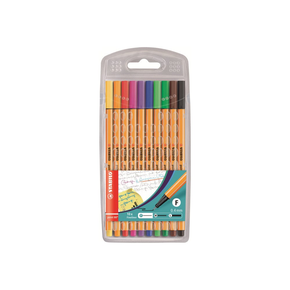 STABILO STABILO point 88 - fineliner - svart, röd, blå, grön, gul, orange, brun, violett, rosa, ljusgrön (paket om 10)