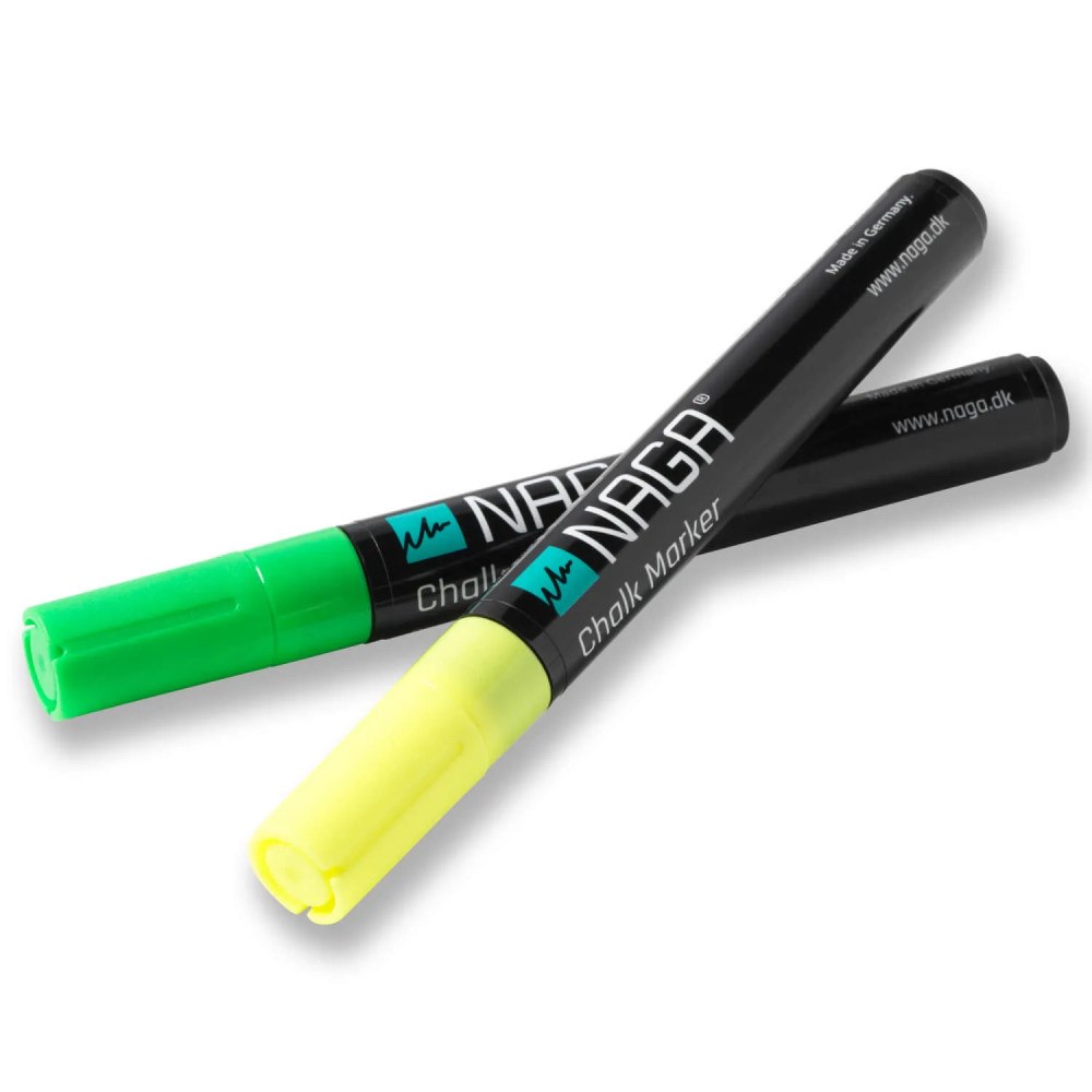 Naga Glasbrädesmarkörer gröna och gula 4,5 mm Dry Erase med vändb...