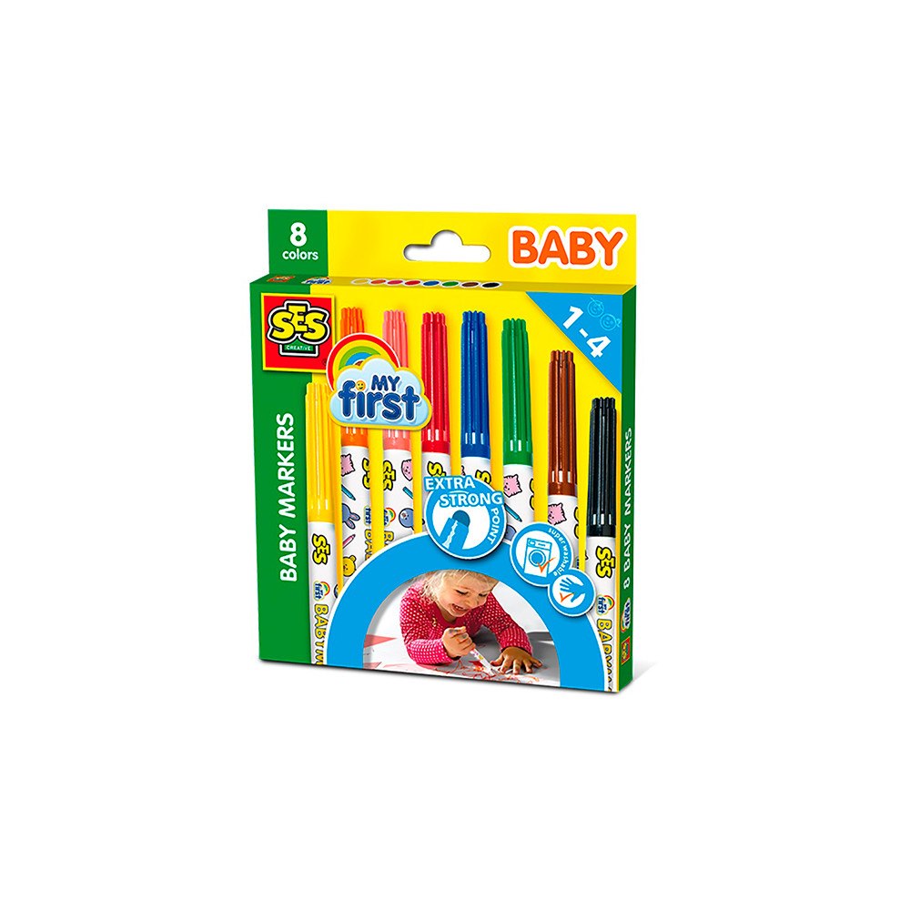 SES Creative SES Creative My First Baby Markers, 8 styck, Svart, Blå, Bru...