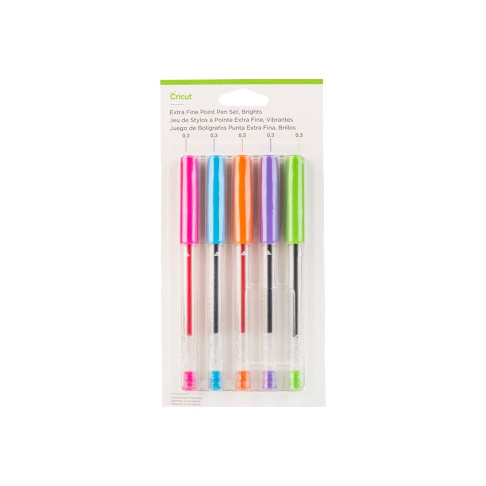 Cricut Cricut Brights - kulspetspenna - blå, orange, violett, rosa, limegrön (paket om 5)
