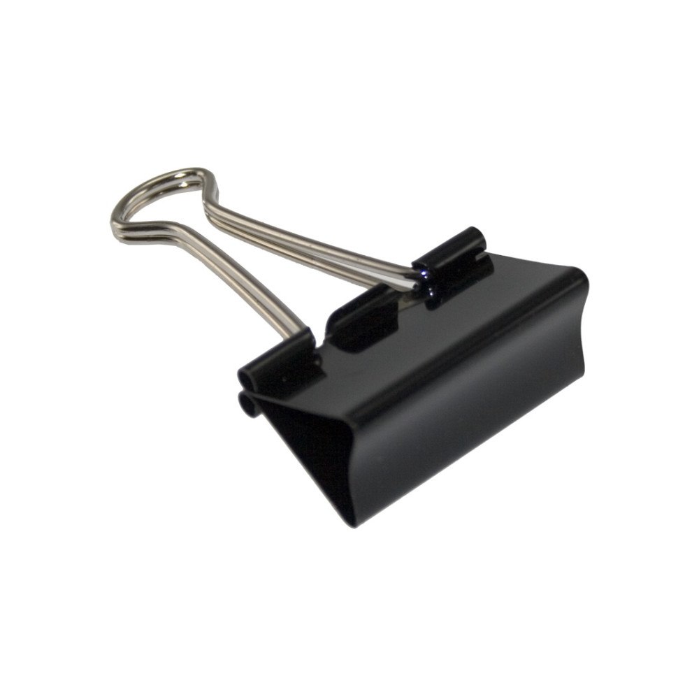 Stick´n´Find Papirklemme stål bnt sort 19mm foldback 12stk/pak