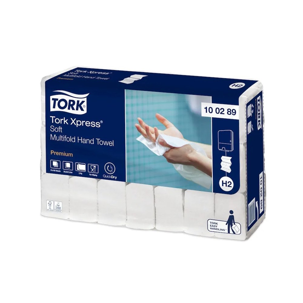 TORK Håndklædeark Tork H2 Xpress® Soft Multifold Premium hvid