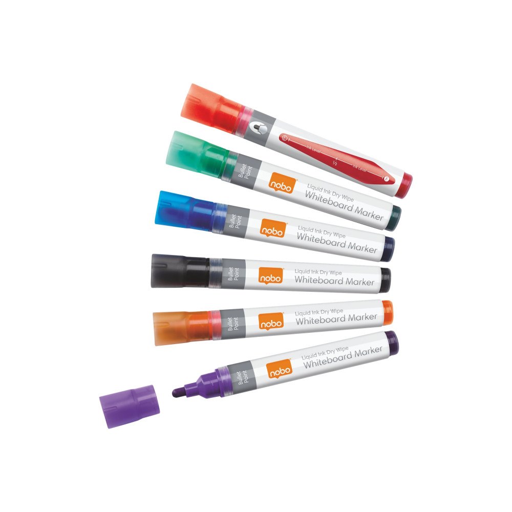 NOBO Nobo Liquid Ink - markering - svart, röd, blå, grön, orange, mörklila (paket om 6)