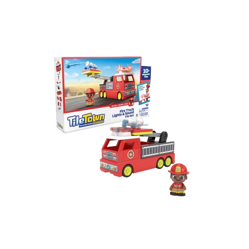 Tile Town Tile Town Brandbil, Magnetiskt Bygg Lekset med Ljus och Ljud...