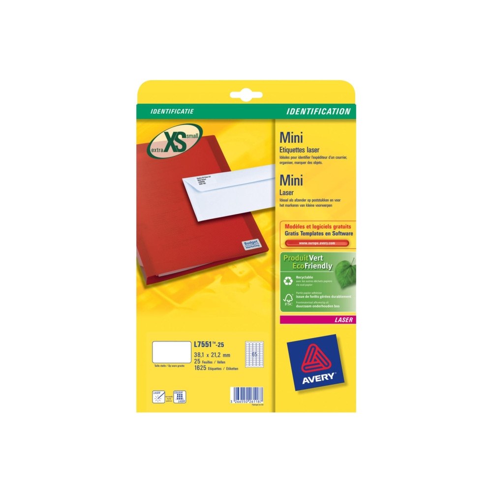 AVERY Etiketter Avery L7551 transparent 38,1x21,2 (låda med 1625 s...