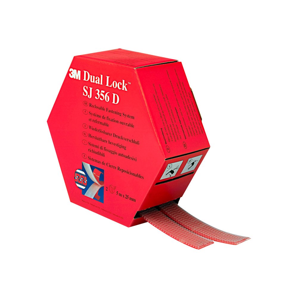 3M 3M Dual Lock SJ356D - self-adhesive reclosable fastener - 25 mm x 5 m - genomskinlig - polyolefin (paket om 2)