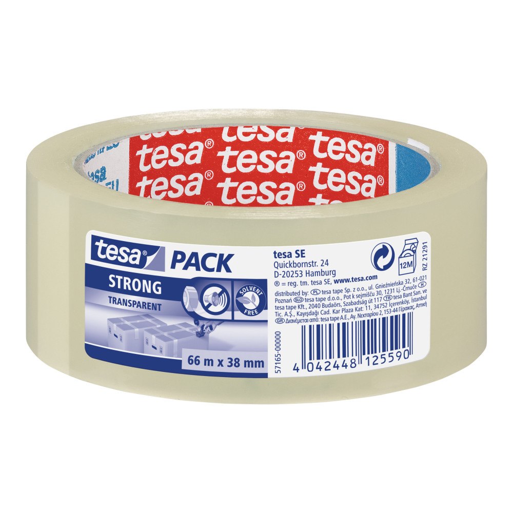 tesa Tesapack Strong förpackningstejp - 38 mm x 66 m - genomskinlig