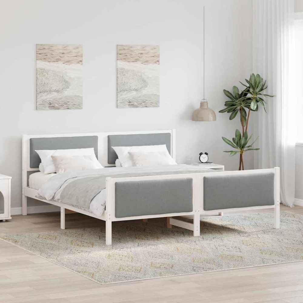 vidaXL Sängram med huvudgavel Ljusgrå 200 x 200 cm tyg