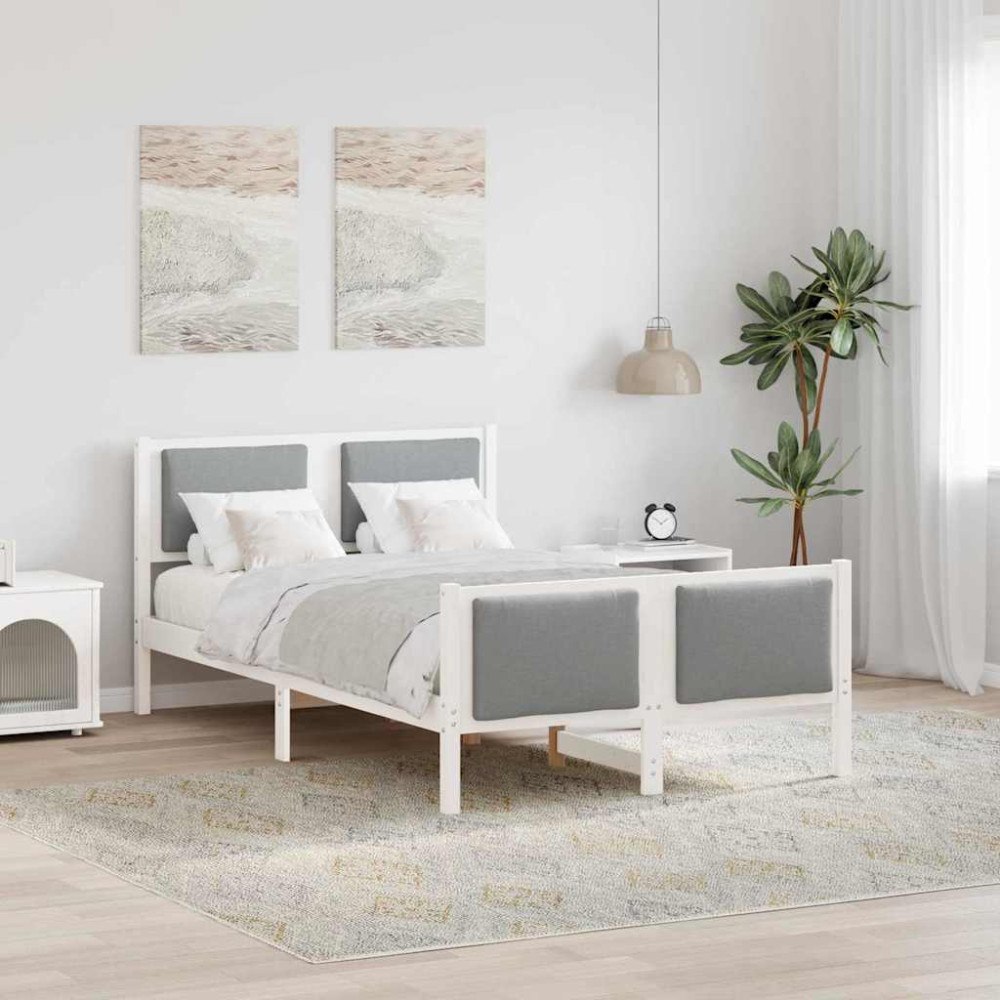 vidaXL Sängram med huvudgavel Ljusgrå 120 x 190 cm tyg