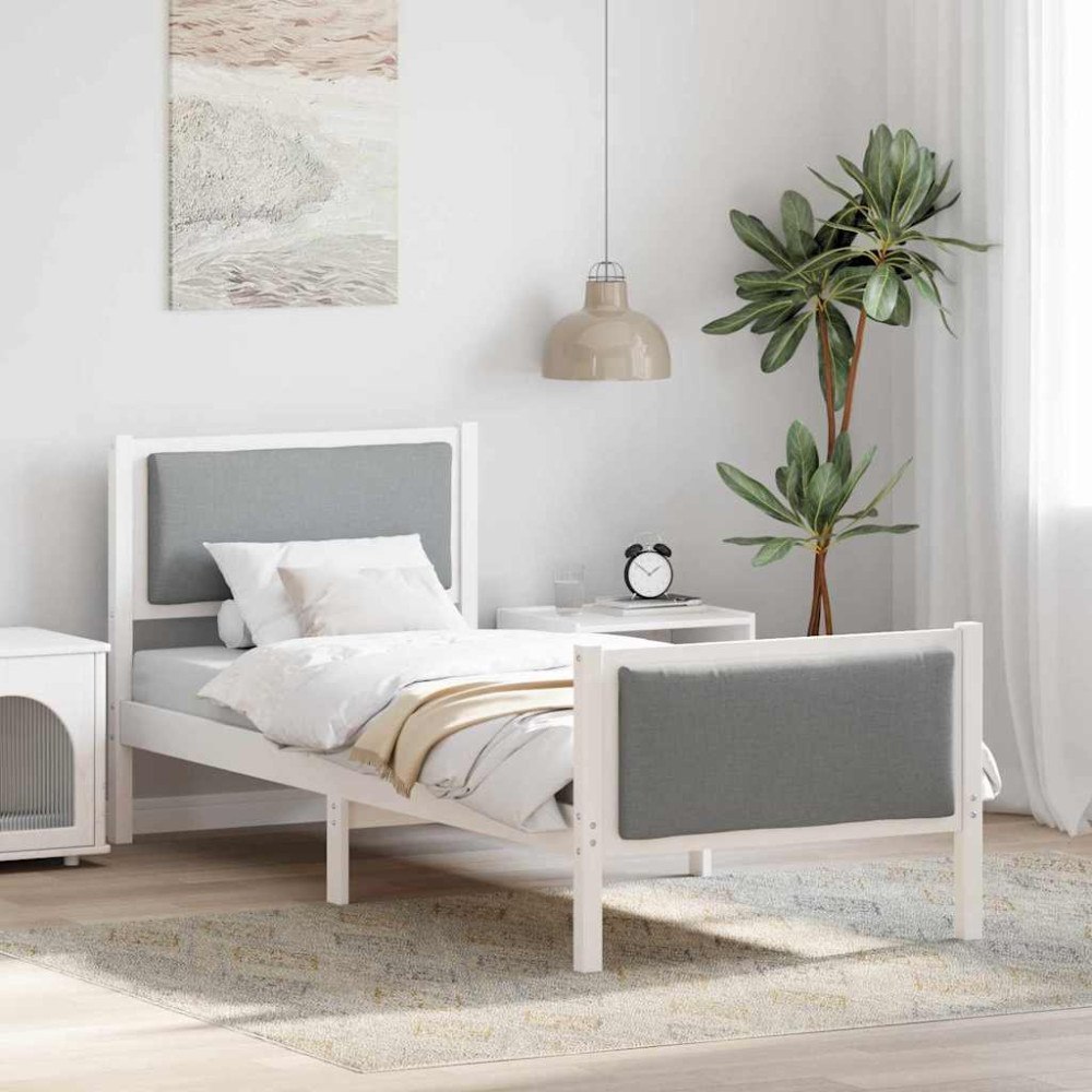 vidaXL Sängram med huvudgavel Ljusgrå 80 x 200 cm tyg