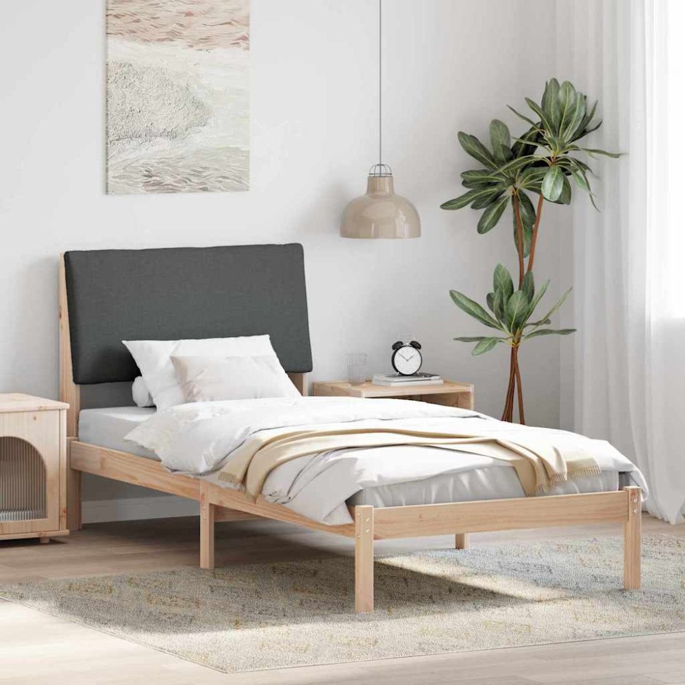 vidaXL Sängram brun och mörkgrå 100 x 200 cm Massiv furu