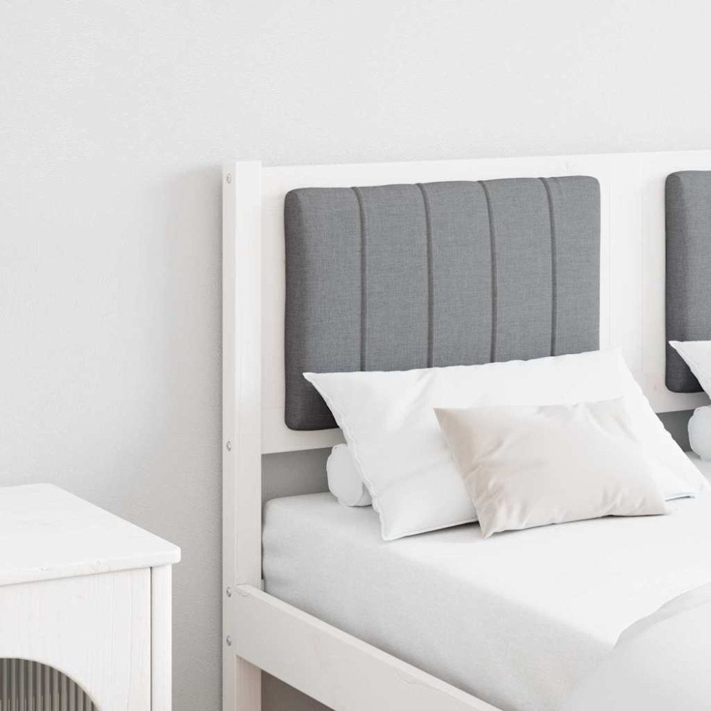 vidaXL Klädd sänggavel med huvudgavel Vit 120 cm Massiv furu