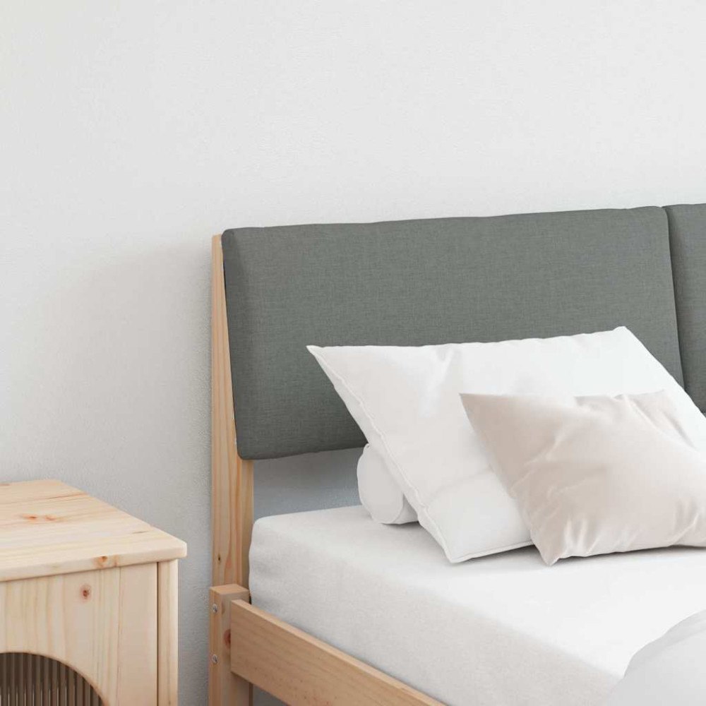vidaXL Klädd sänggavel Mörkgrå 150 cm Massiv furu