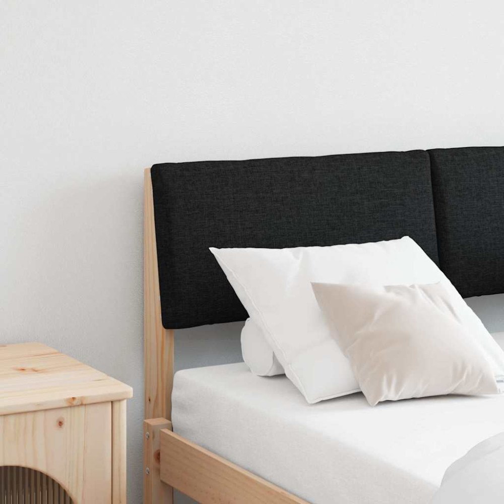 vidaXL Klädd sänggavel Svart 120 cm Massiv furu
