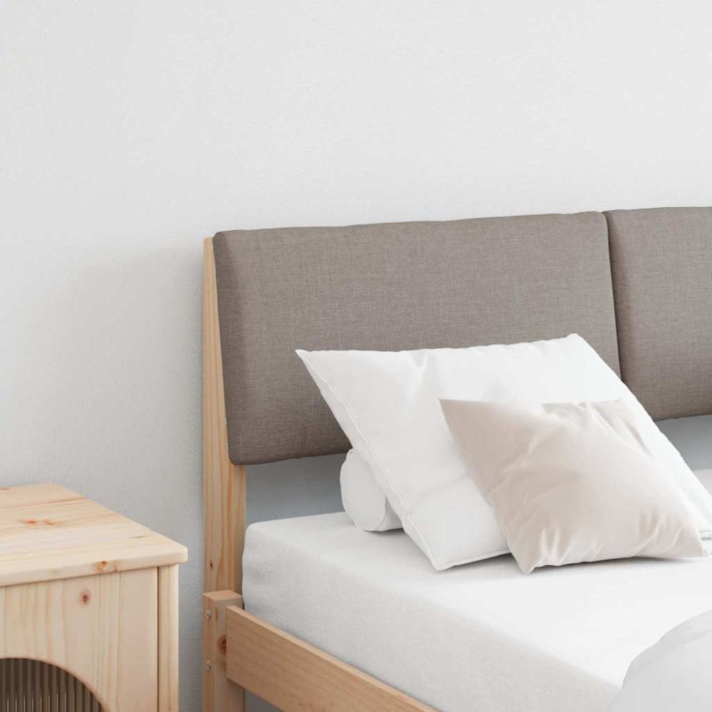 vidaXL Klädd sänggavel Taupe 120 cm Massiv furu