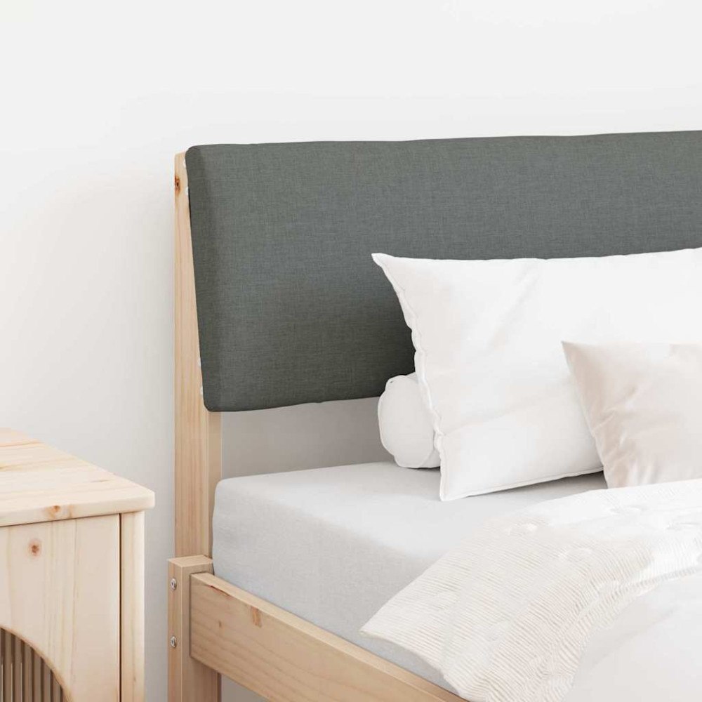 vidaXL Klädd sänggavel Mörkgrå 90 cm Massiv furu