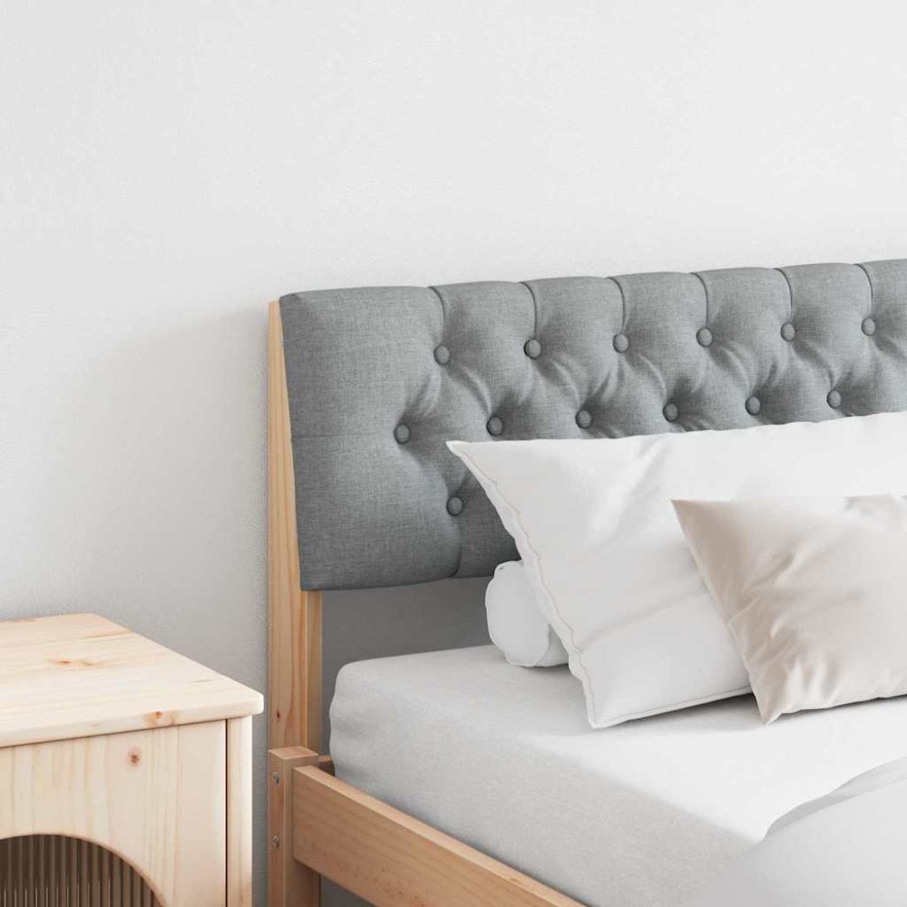 vidaXL Klädd sänggavel Ljusgrå 200 cm Massiv furu