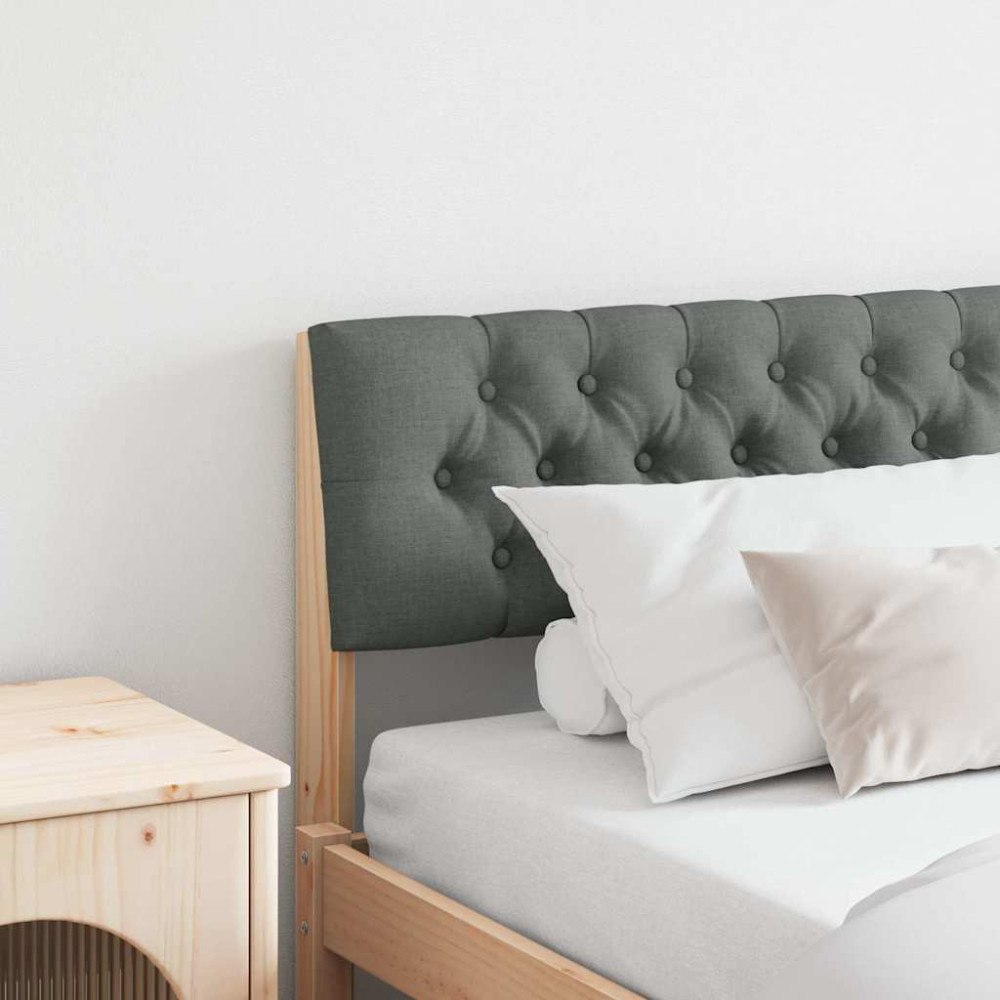 vidaXL Klädd sänggavel Mörkgrå 200 cm Massiv furu