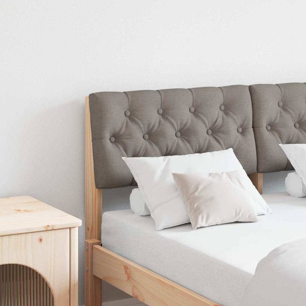 vidaXL Klädd sänggavel Taupe 120 cm Massiv furu