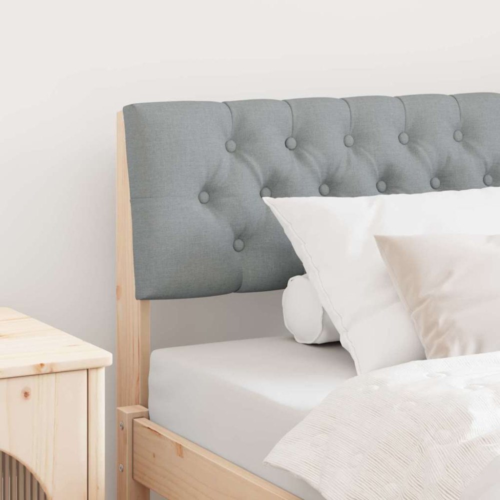 vidaXL Klädd sänggavel Ljusgrå 100 cm Massiv furu