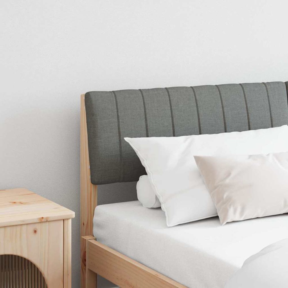 vidaXL Klädd sänggavel Mörkgrå 150 cm Massiv furu