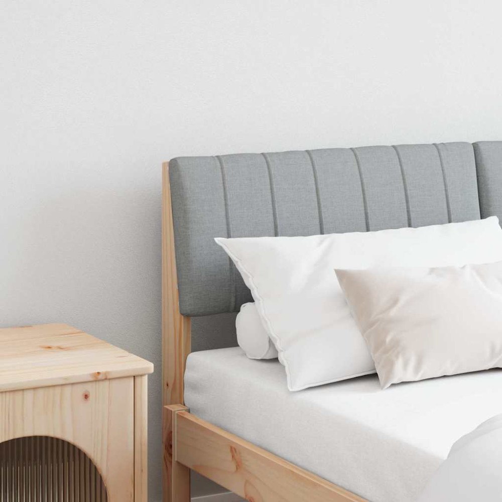 vidaXL Klädd sänggavel Ljusgrå 135 cm Massiv furu